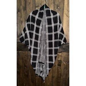 Anthropologie Moth Dalsland Plaid Cocoon Open Cardigan Kimono Shawl Cape EUC